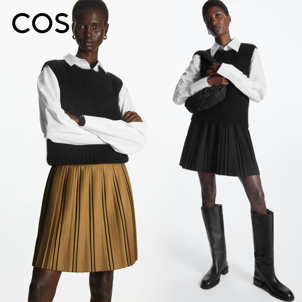 코스 울 블렌드 플리츠 미니 스커트 브라운 블랙 2컬러 여성 1105935001