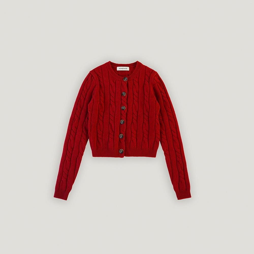 Cable Knit Cardigan (Tomato)