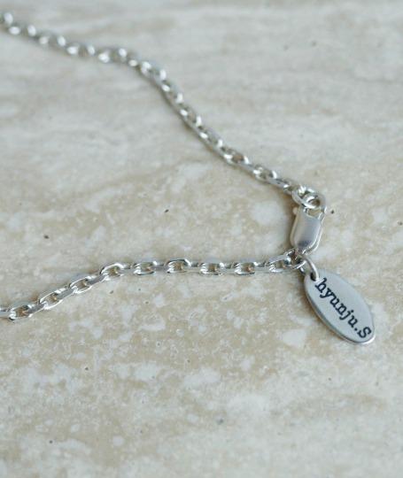 실버92.5 커팅 사슬체인 이니셜 타원코인참 팔찌