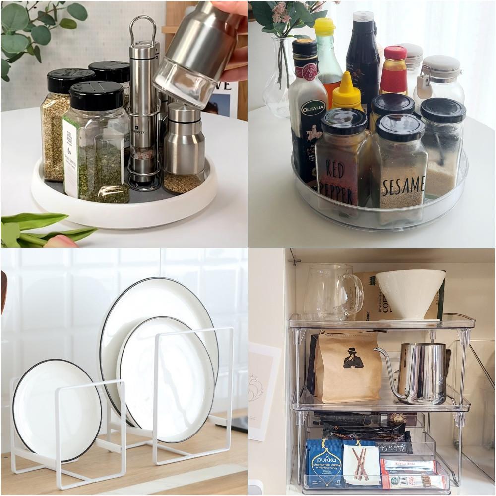 회전 트레이 양념통 원형 양념 정리대 그릇 꽂이