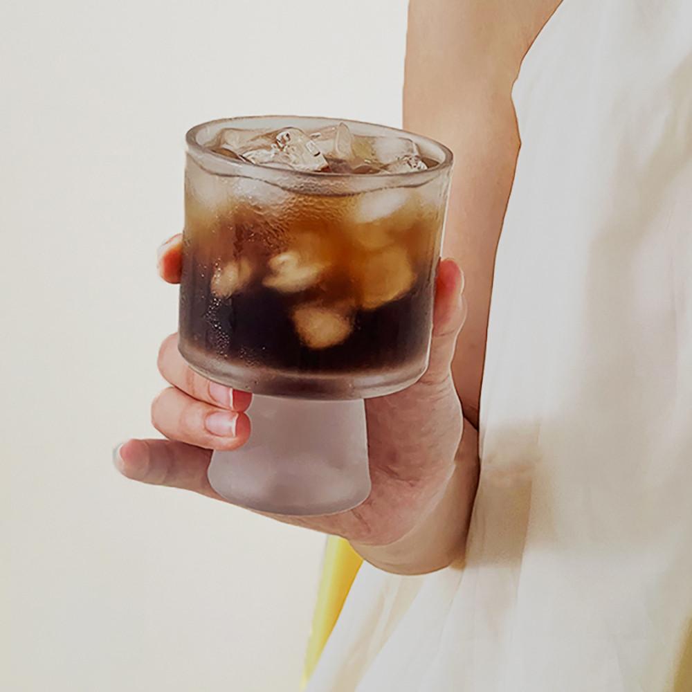 그레이스홈 매트 무광 고블렛잔 유리 글라스 커피잔 230ml