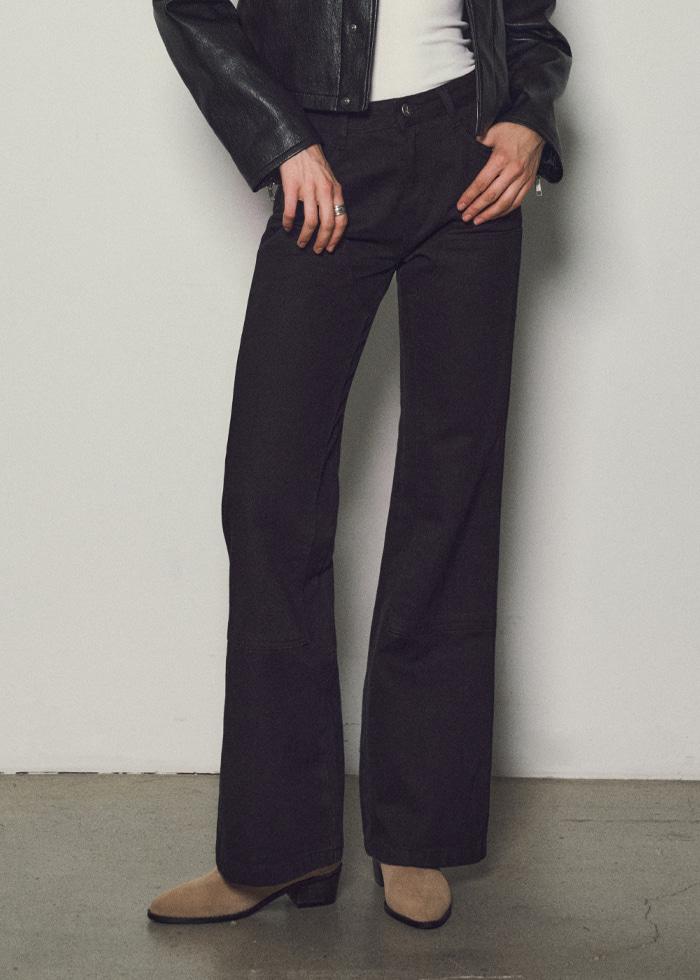Double Knee Boots Cut Work Pants_CTB529(Black)