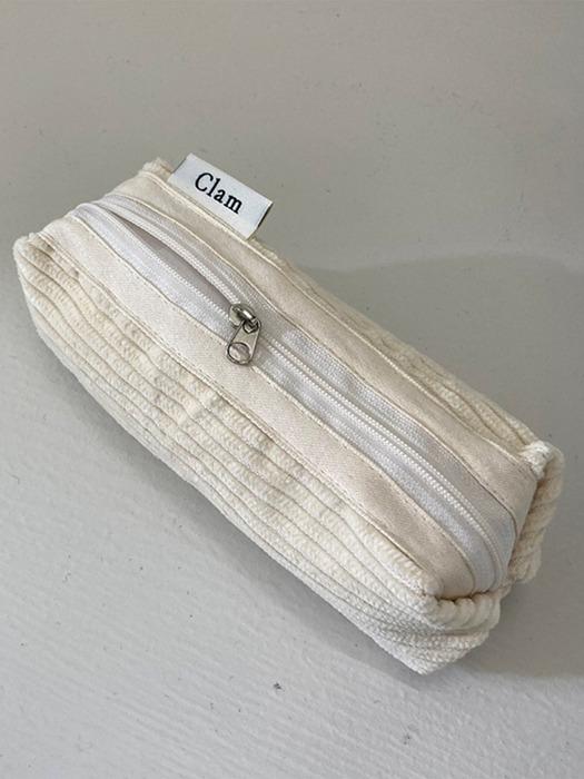 Clam round pencilcase _ Corduroy snow