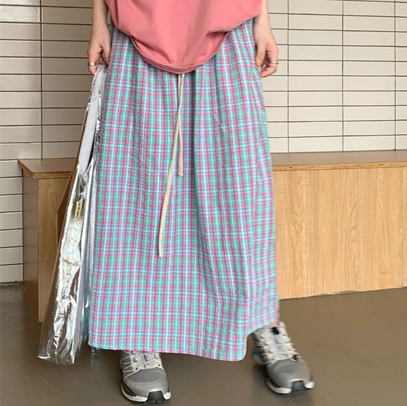 테이크 체크 밴딩스커트