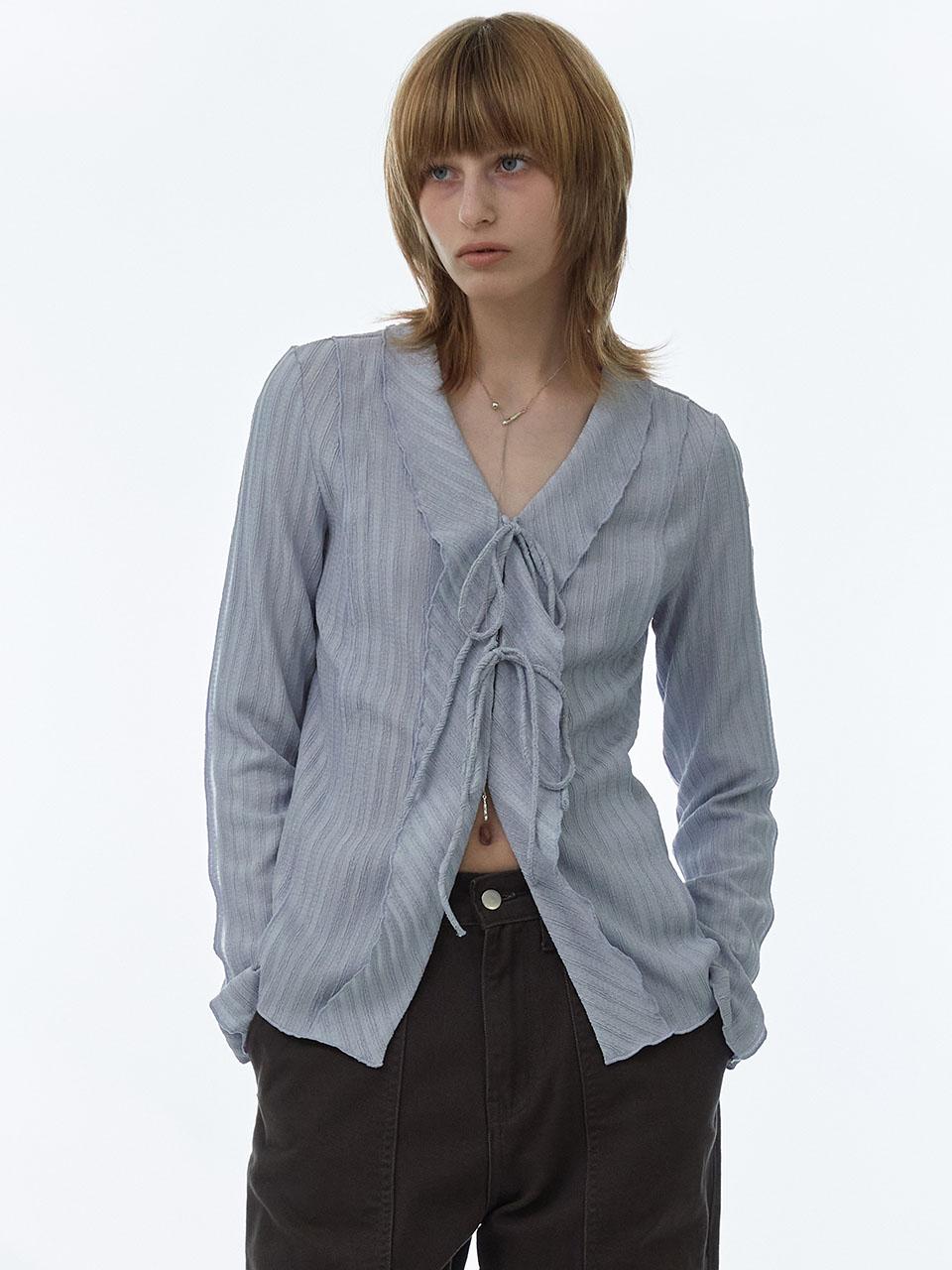Lace Ruffle Blouse [Sky Blue]