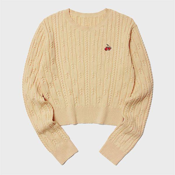 [리뷰어추천/단독] 스몰 체리 케이블 크롭니트 [BEIGE]
