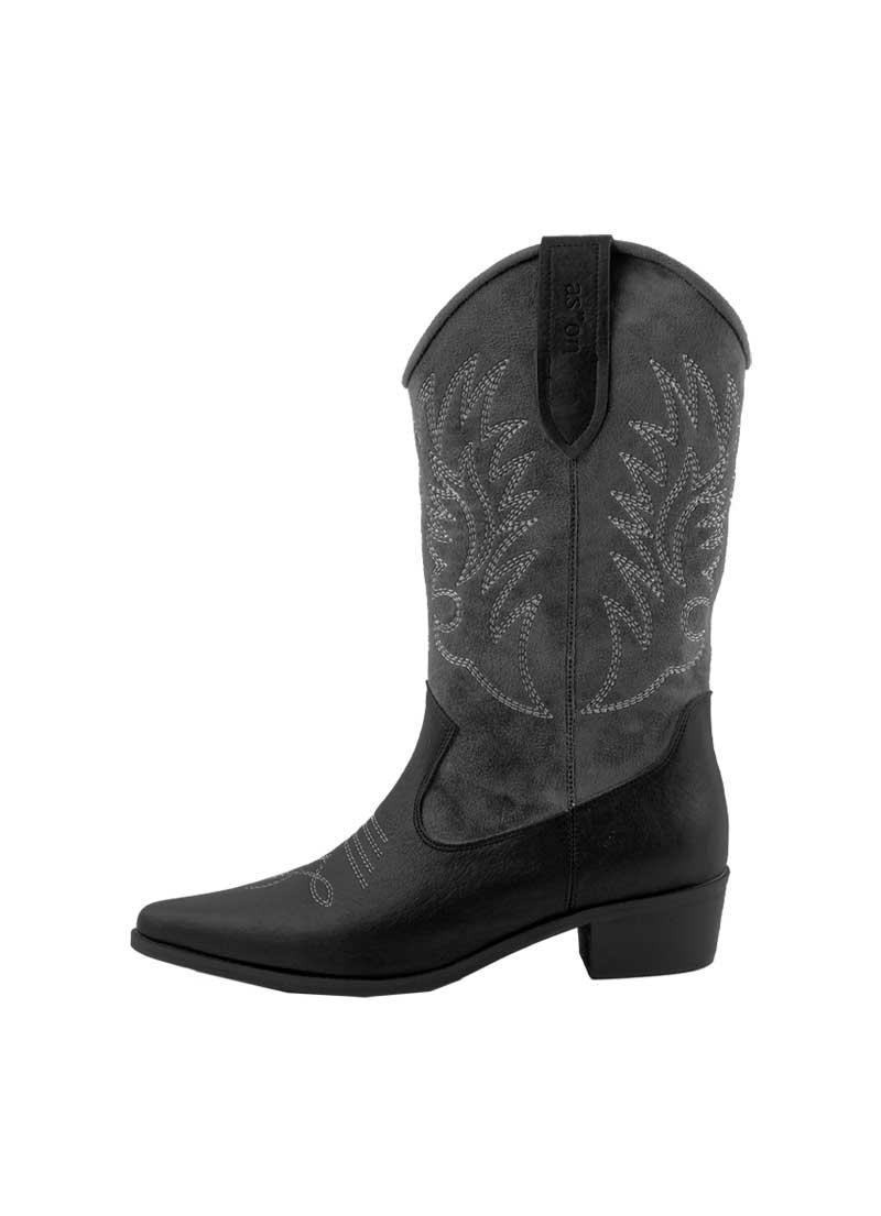 RUSTY CONTRAST WESTERN BOOTS / BLACK