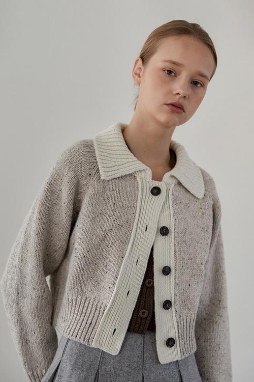 [ 30% off / 6차 재입고 ] Eddie lambswool cardigan-Oatmeal