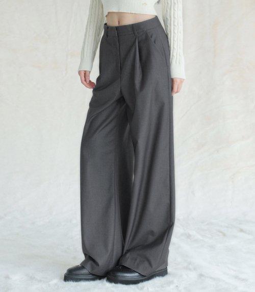 One-Tuck Slacks 100 GREY