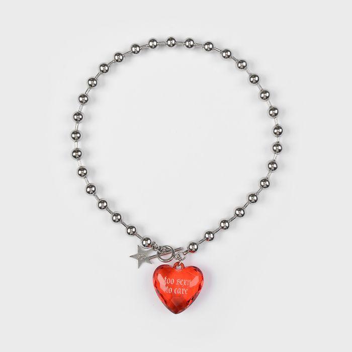 TOO HEART BALL CHAIN CHOKER NECKLACE (RED)