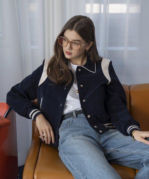 O3700 Coduroy varsity jacket_Deep navy