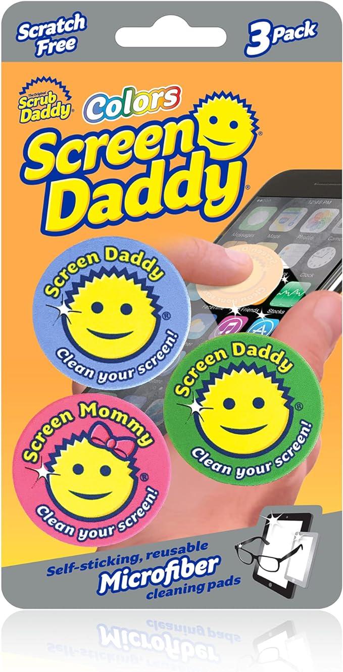 Scrub Daddy, Screen Daddy - Multi-color, Multi-use Microfiber Cleaning Pads for Electronic Screens With Convenient Storage, Scratch Free, Streak Free, Reusable and Washable, 3ct