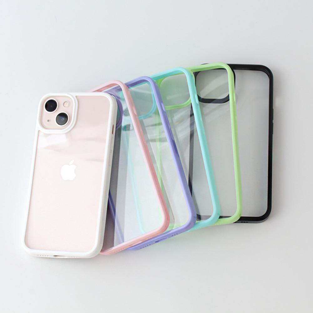[전기종] 투명 테두리 컬러 범퍼 아이폰케이스 커플 우정
