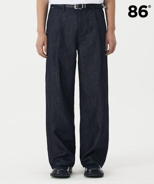 REAL WIDE ONE TUCK DENIM RAW INDIGO / WIDE