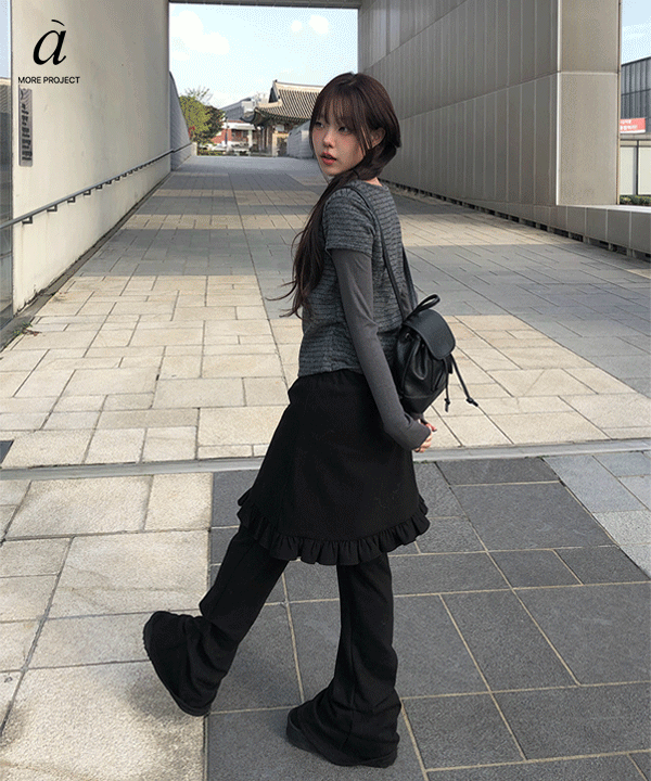 애니원모어 [💫MADE/2천장돌파/레이어드] 마야 셔링 부츠컷 롱 트레이닝 팬츠 (2color)