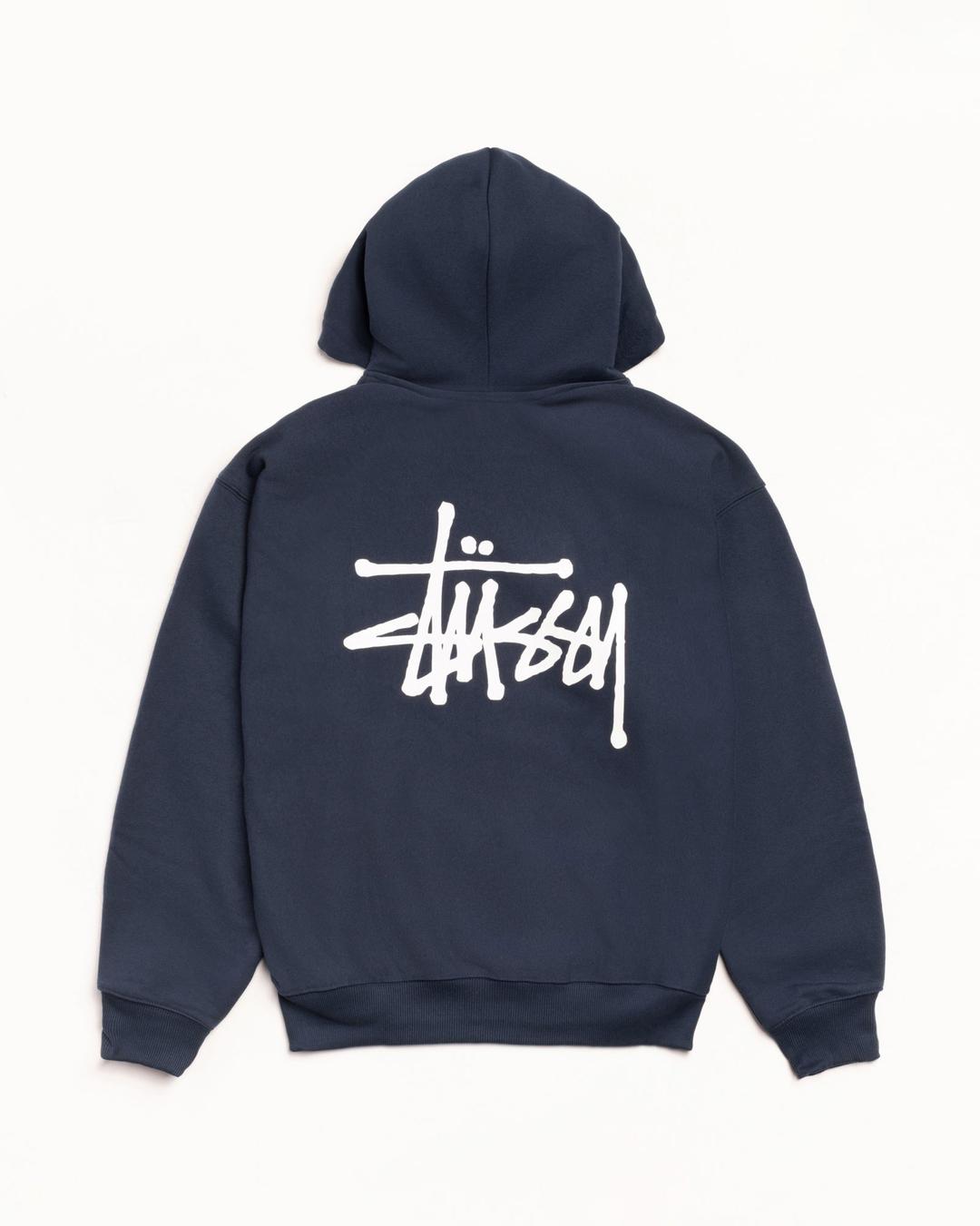 BASIC STÜSSY ZIP HOODIE - Navy / L
