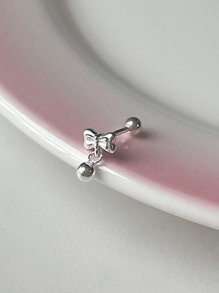 [실버925] 리본 볼 드롭 피어싱