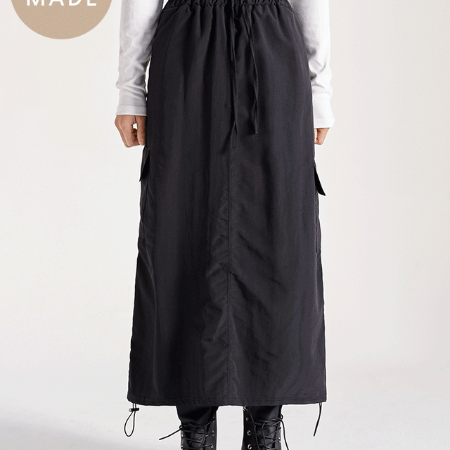 [MADE] 빅사이즈 S-4XL 제더 스트링 카고 롱 스커트