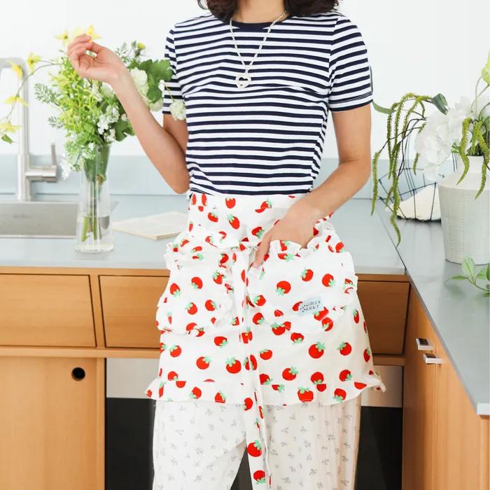 [ 선물포장 ] 프릴 토마토 하트 포켓 앞치마 에이프런