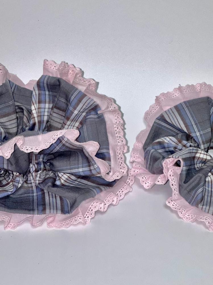 체크 헤어 슈슈 (스크런치, 곱창밴드, 머리끈,헤어밴드)