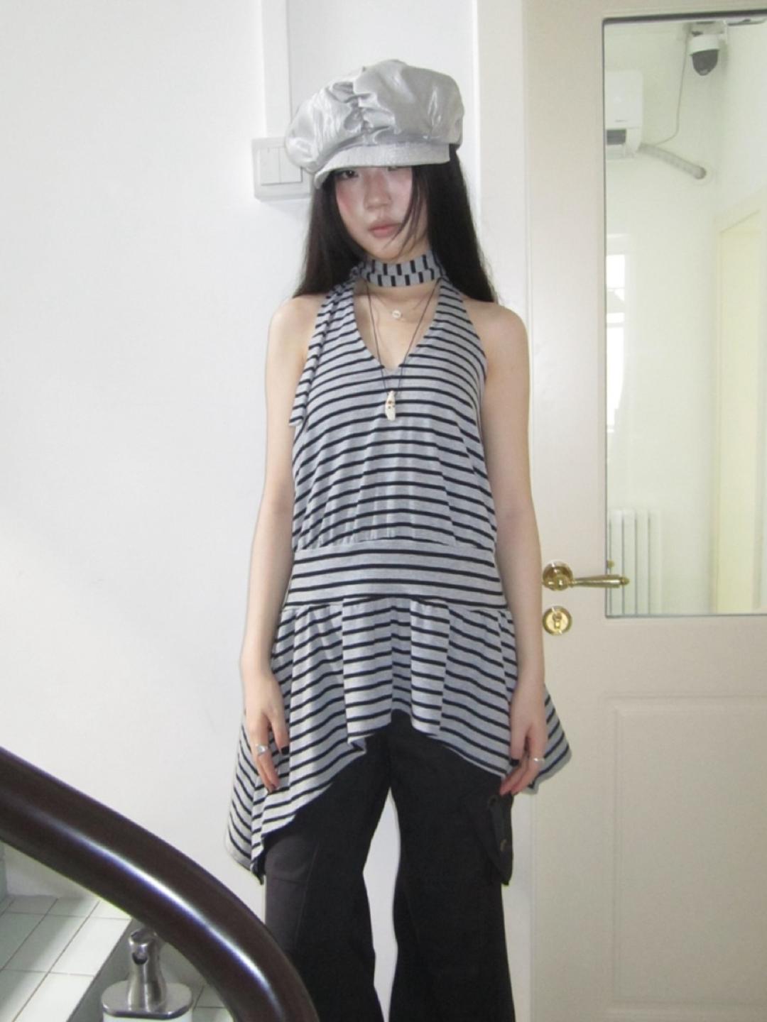 ang:project Stripe Halterneck Sleeveless