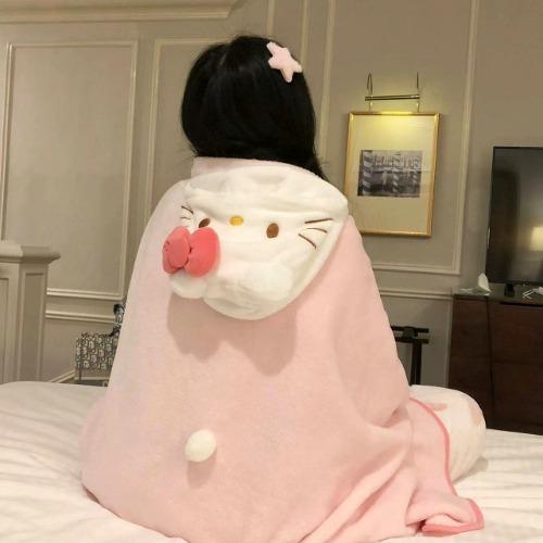 헬로 키티 핑크 후드 스몰 담요