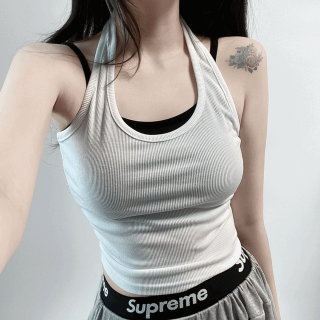 [모델강추/유니크/3color] 홀터 크롭 나시