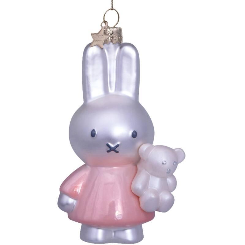 Ornament glass Nijntje/Miffy baby pink w/bear H11cm w/box