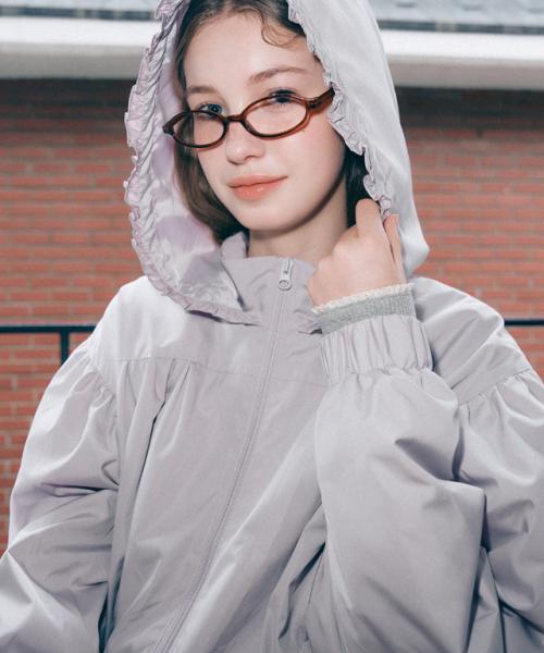 ジャケット RONRON PENDANT FRILL HOODIE WIND JUMPER GREY RR24CJP3701GR 론론 PENDANT FRILL HOODIE WIND JUMPER GREY - 위시버킷