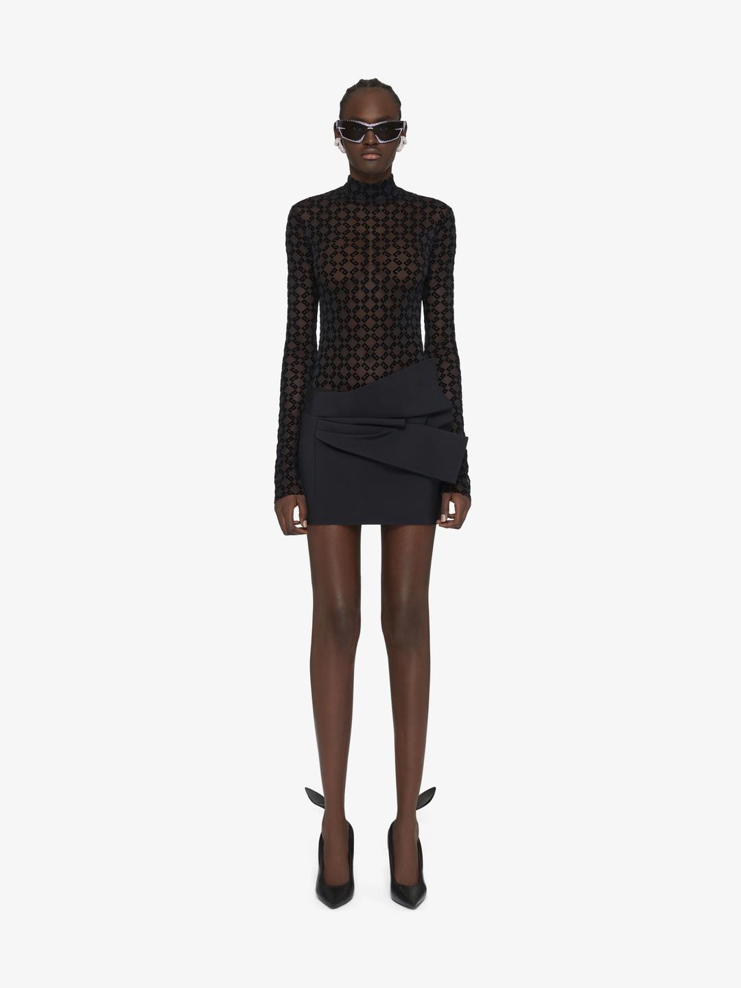 코튼 드레이프 디테일 미니 스커트