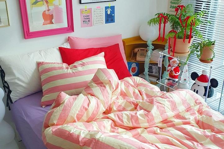 베니 핑크_차렵이불 세트(안감 면,극세사 선택 /S,Q,K)