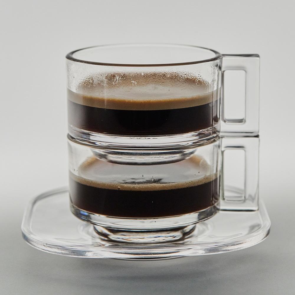 ARNO GLASS CUP AND SAUCER/CLEAR 2Set