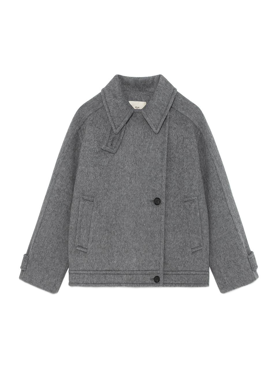 [12/26 출고][1차] Wool High Neck Half Coat Melange Grey