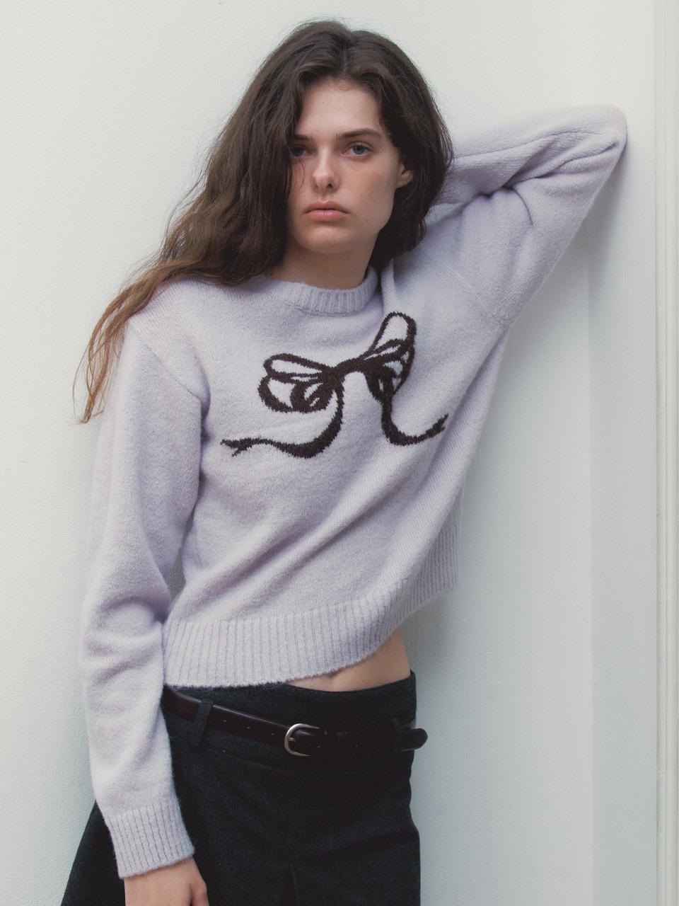 [24FW] RIBBON JACQUARD KNIT - BABY LAVENDER