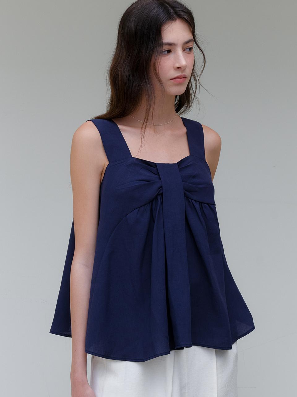 comos 1175 draped flare blouse (navy)