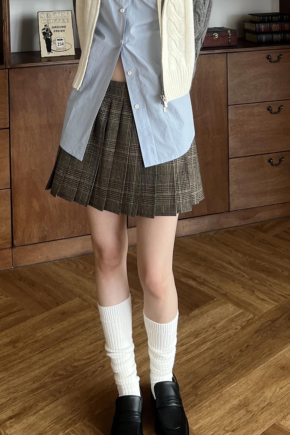 CHECK PLEATS MINI SKIRT(2COLORS)