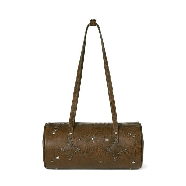 Western Stud Leather Shoulder Bag Brown