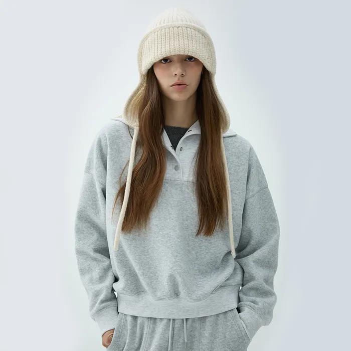 [25FW clove] Heritage Open Collar Sweatshirt (Light Grey)