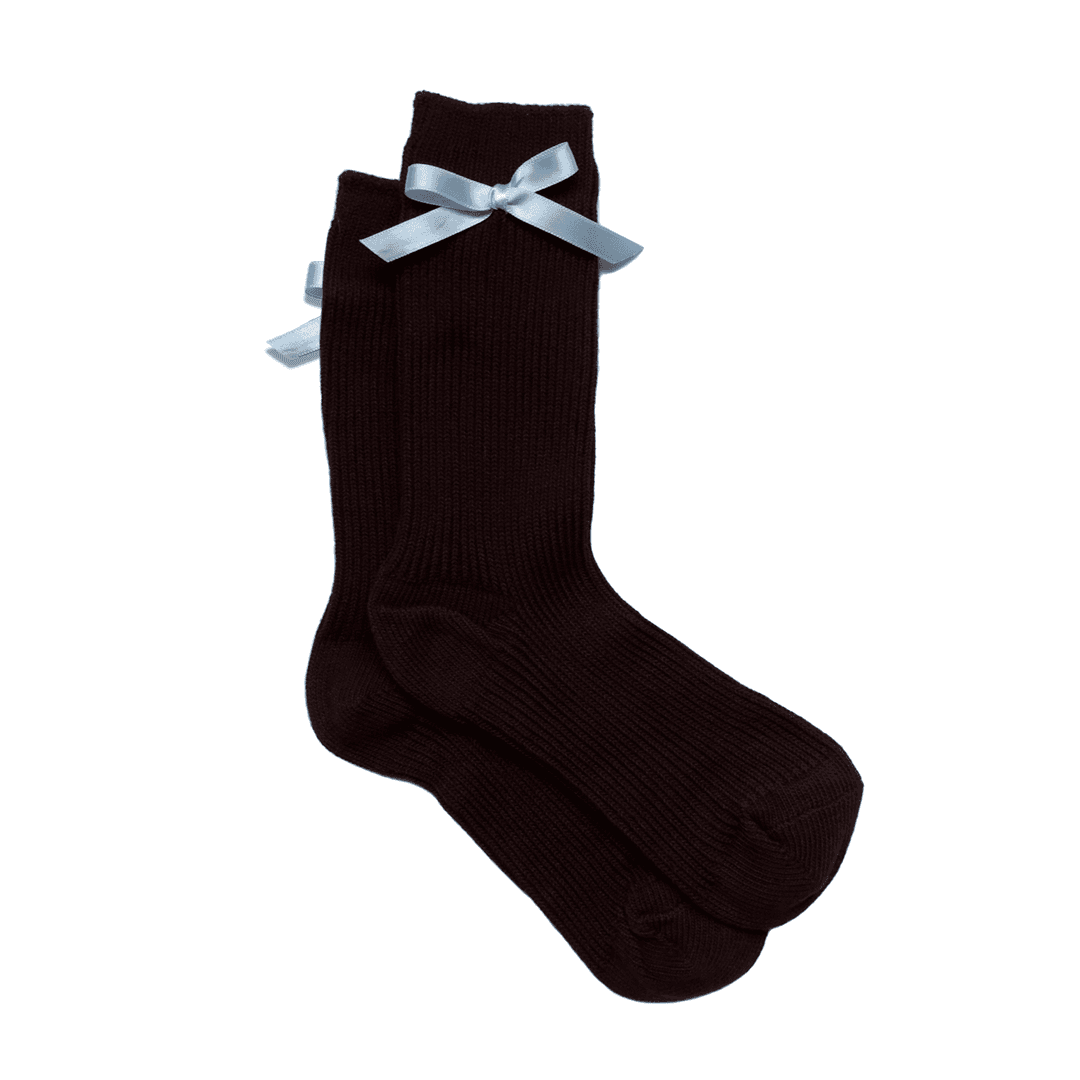Knit ribbon socks_Brown