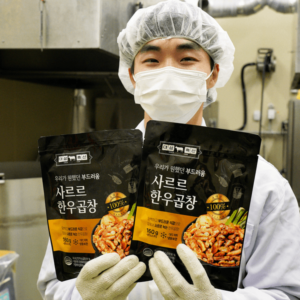 [초특가43%] 한우 소곱창구이 대창 막창 염통 특양 초벌 밀키트 캠핑 안주 소스포함 160G