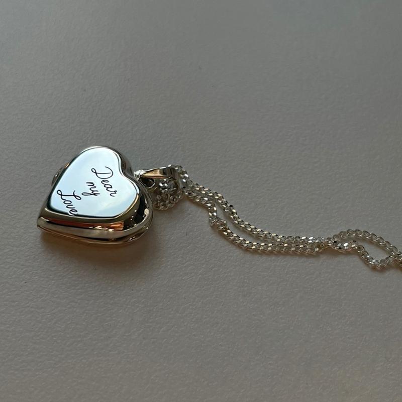 925실버 하트 로켓목걸이 사진넣는 팬던트 각인목걸이