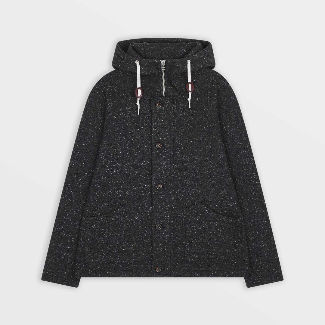 [Restock] 1/2 PC Button Hooded Coat (Black)
