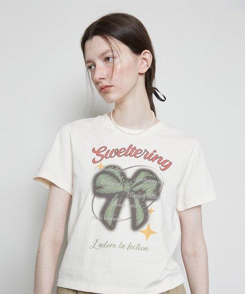 L3 RIBBON T-SHIRT(CREAM)