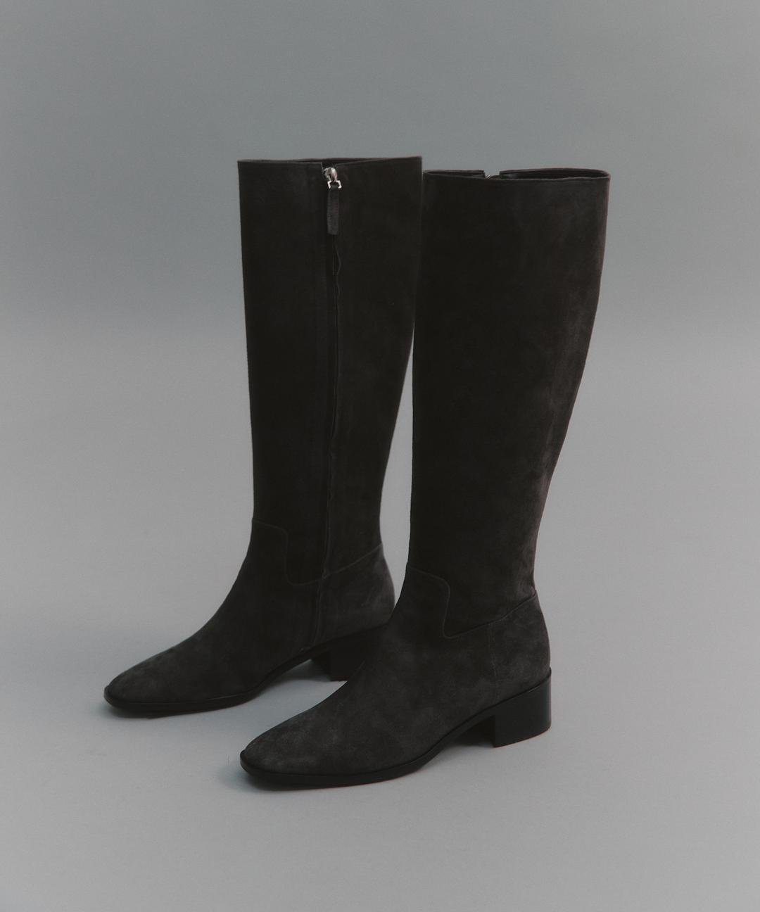 소호 스웨이드 슬림 롱 부츠 (charcoal)
