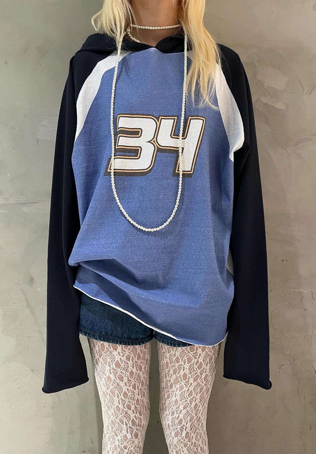 "34\" FOOTBALL HOODIE, BLUE