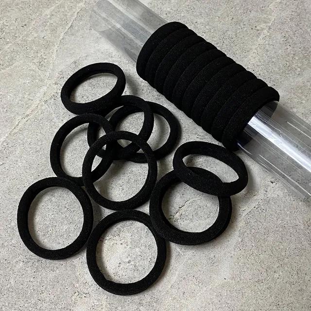 [20개입] 대용량 짱짱한 무매듭 두꺼운 심플 데일리 튼튼 두꺼운 검정 머리끈 고무줄