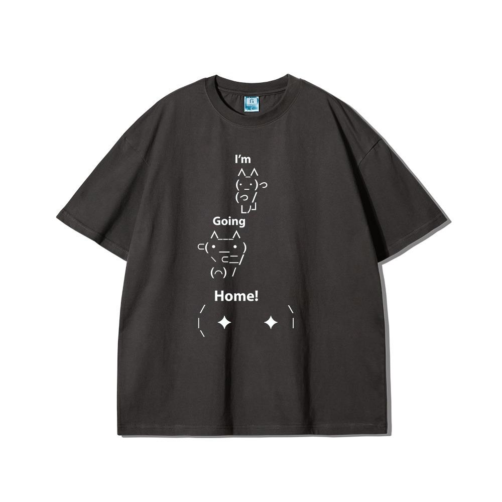 암 고잉 홈 프린팅 오버핏 반팔티- 그레이