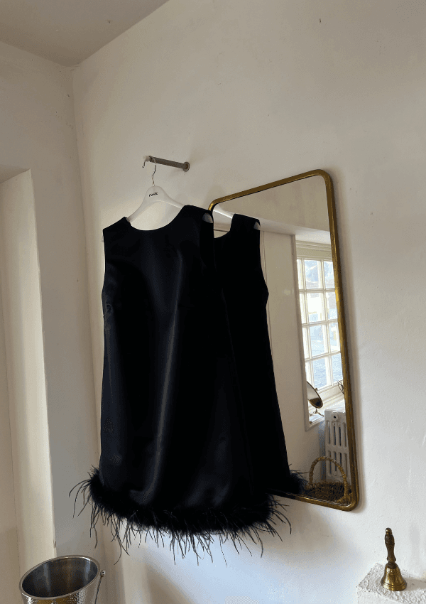 Rosie Ostrich Mini Dress/Black