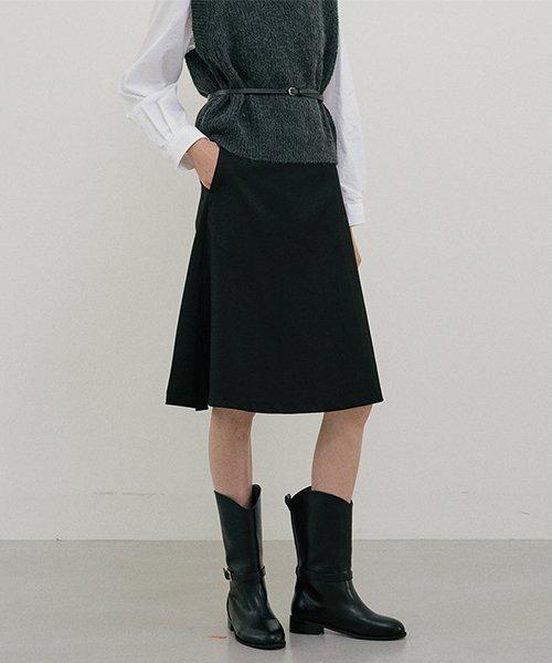 midi flared skirt-black