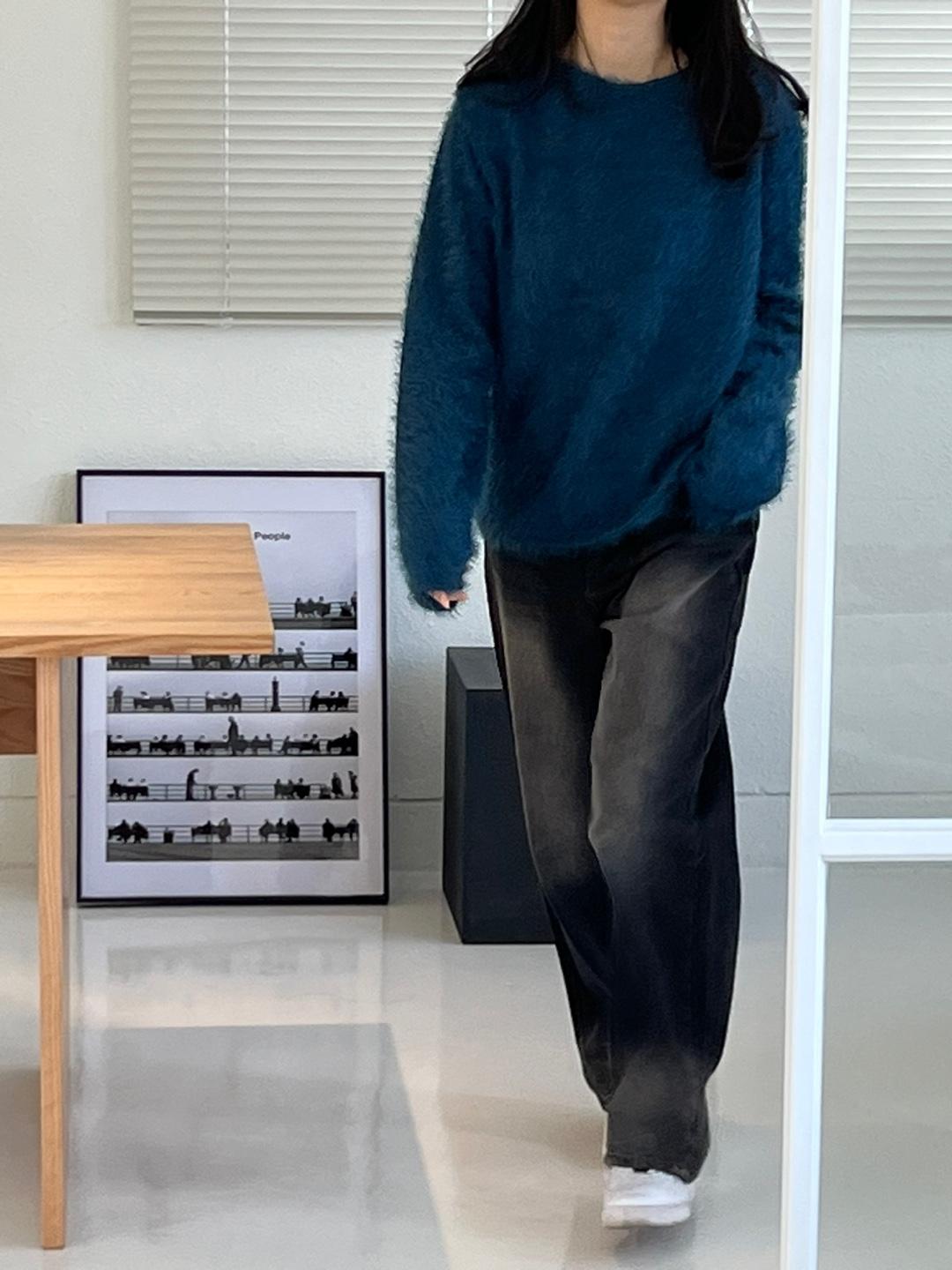 흑청 와이드 워싱 팬츠